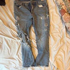 Abercrombie & Fitch Medium Blue Ripped Boyfriend Jeans